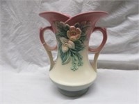 HULL POTTERY DOUBLE HANDLED VASE 7.5"T