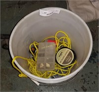 Bucket W/ Fishing Reel Line & Small Tackles