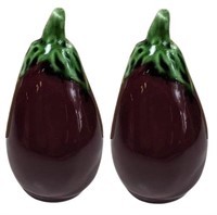 Set of 02 - Painted Eggplant Salt & Pepper Shakers