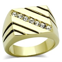 14k Gold Ip .21ct White Sapphire Diagonal Ring