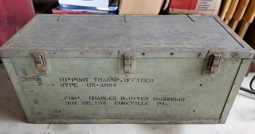 Vintage US Army Trunk Cokeville PA 40 & 1/4" L