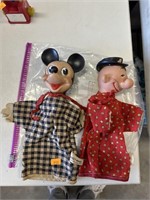 Antique Mickey mouse and gonzorgo hand puppets