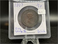 1807 King George III British « penny