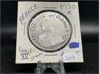 1730 King Louis XV  Silver Ecu (Bordeaux Mintmark)