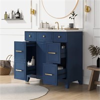 Merax 36 Vanity Cabinet  Blue