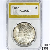 1891-S Morgan Silver Dollar PGA MS62+