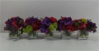 Centerpiece Floral decor in square glass vases