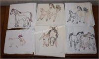 (K1) Lot of 6 Embroidered Tea Towel