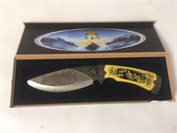 Carved Handle Collector's Knife w/Box - 10" Long