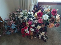 Large lot of assorted silk flowers in cute little