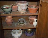 Cabinet Contents Lot: Clay Pots & Planters +