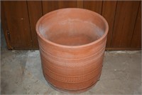 Large Clay Planter w/ Patterning 14d x 13" tall