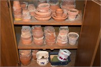 Cabinet Contents Lot: Clay Pots & Planters
