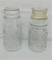 2 Decorative glass storage containers 8"