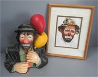 Emmett Kelly framed and matted picture that