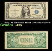 1935G $1 Blue Seal Silver Certificate Grades vf++