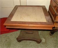mid-cent. marble top square lamp table