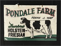 "Pondale Farm" Pure Bread Holstein Metal Sign