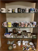 MISC LOT WITH COFFEE MUGS/GLASSWARE ETC