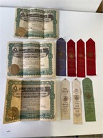 Lot of Farm & Dairy Show Ribbons & Diploma of