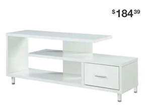 16 in. White Particle Board TV Stand