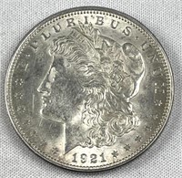 1921 Morgan Silver Dollar, Nice AU+ w/ Luster