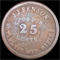 Copper 25C NY Benson Token NICELY CIRCULATED