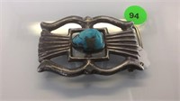STERLING SILVER BELT BUCKLE WITH TURQUOISE