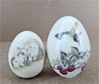 2pc Frosted Painted Porcelain Eggs
