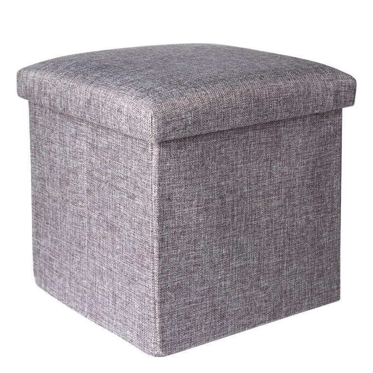 M383  Kibhous 12 Inch Linen Storage Ottoman Cube