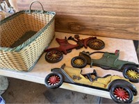 Basket and cast aluminum car wall decor