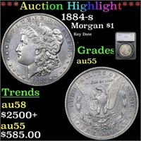 *Highlight* 1884-s Morgan $1 Graded au55