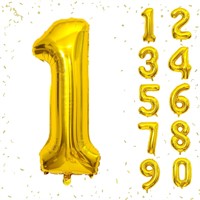 40 Inch Gold Number 1 Balloon  Helium Mylar Foil