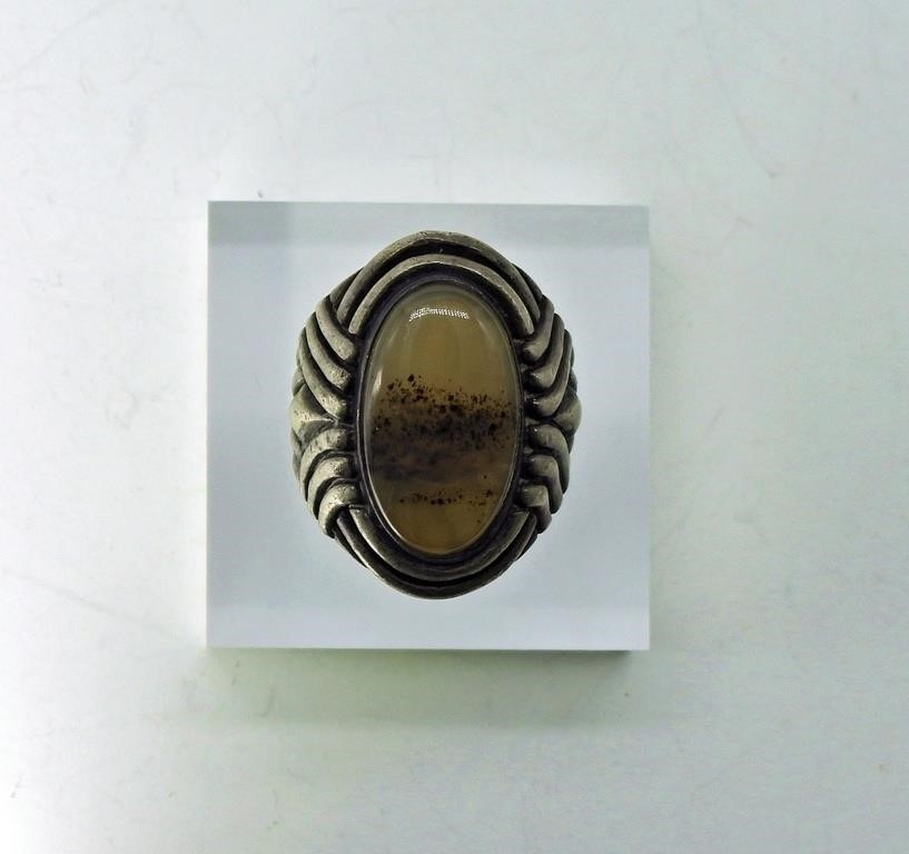 Vintage Sterling Agate Ring