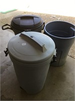 3 trash cans 2 with lids