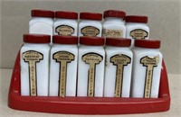 Vintage red and white spice rack