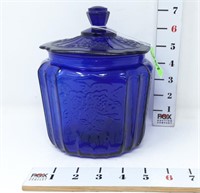 Vintage Cobalt Blue Glass Biscuit Jar
