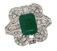 14k Gold 2.34 ct Natural Emerald & Diamond Ring