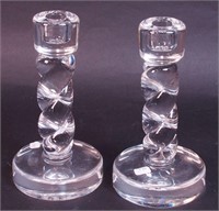 A pair of Steuben 8 1/2" rope-twist crystal