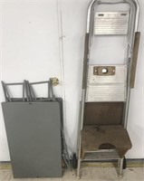 Rolling step ladder with table