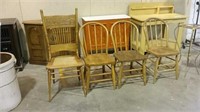 1 pressed back and 3 vintage chairs