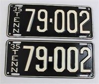 Pair of black 1935 TN license plates