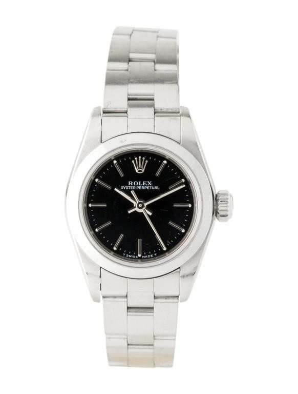 Rolex Women's Oyster Perpetual Black Dial Ss 26mm