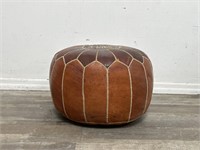 Handmade Moroccan brown leather pouf