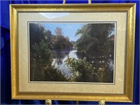 Framed View To A Pond Lithograph