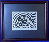 Framed Signed Numbered Linocut-the Turtle
