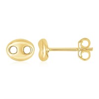 14k Gold Mariner Link Button Earrings