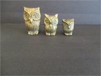3 Small Brass Owls