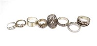 Eight various silver rings