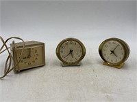-3 vintage alarm clocks, one baby Ben  with box